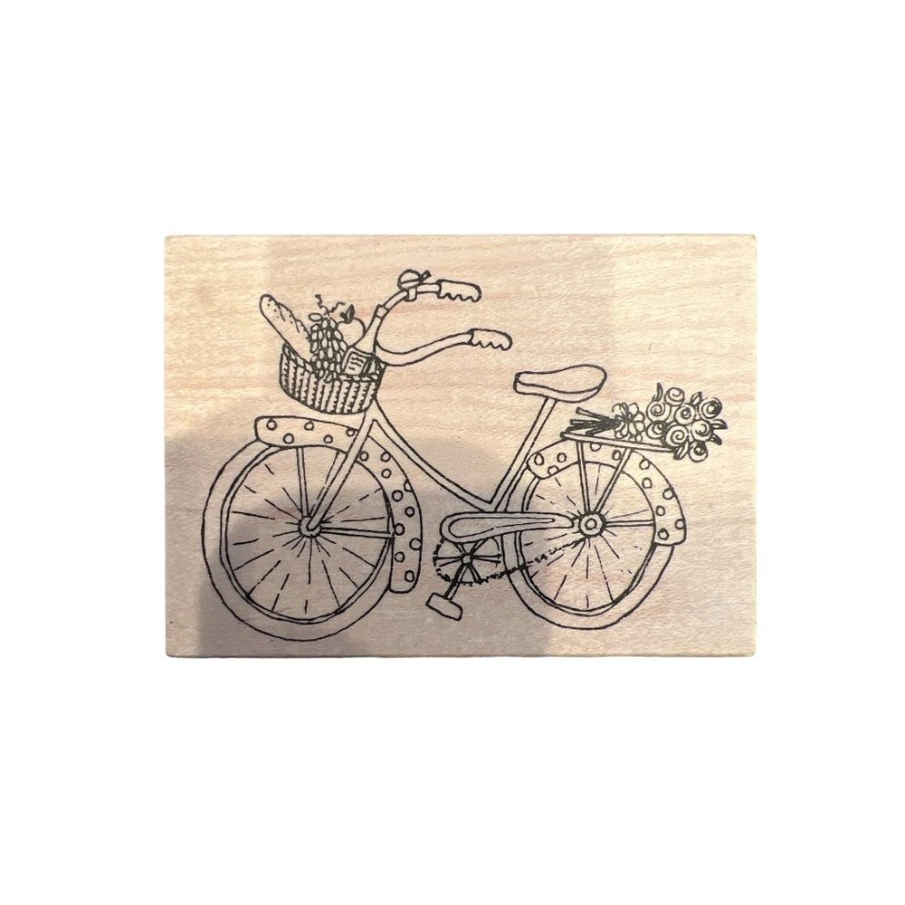NEW Bicycle Rubber Wooden Stamp By Lockhart Stamp Co 2012 - Springtime,‎ Flowers